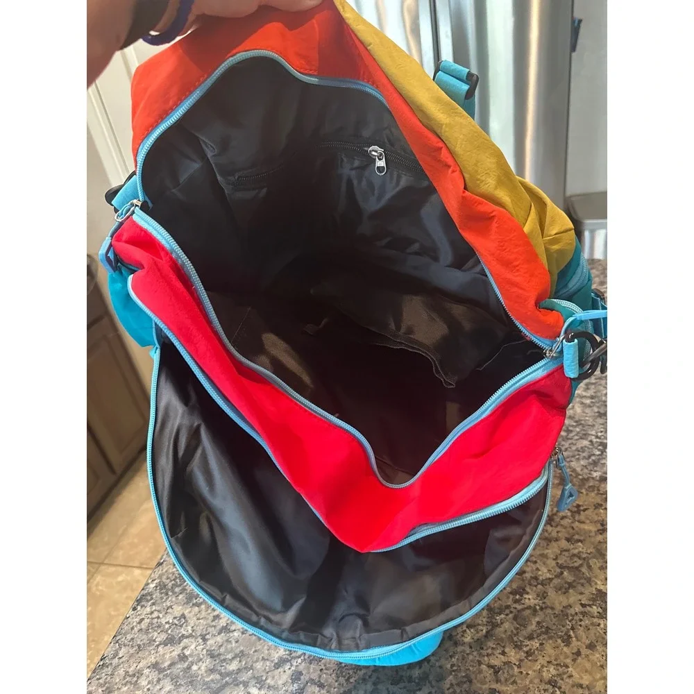Xi Peng Bag Born in the Sun Colorblock Nylon Messenger Bag Blue Green Orange